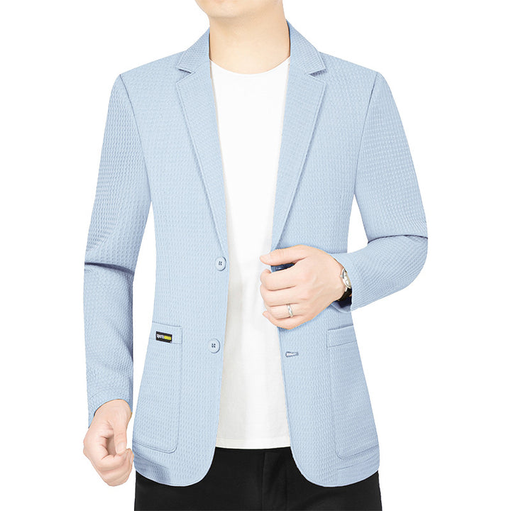 Men's Modern Stretch Business Blazer with Slim Fit and Patch Pockets Mune Fashion