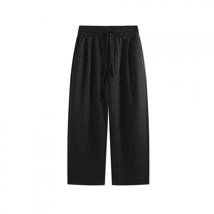 Men's Wide Cropped Pants with Elastic Waistband, Pleats and Side Pockets Mune Fashion