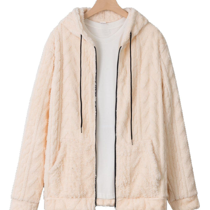 Men's cuddly hoodie jacket made of teddy fleece with a full zipper and kangaroo pockets Mune Fashion