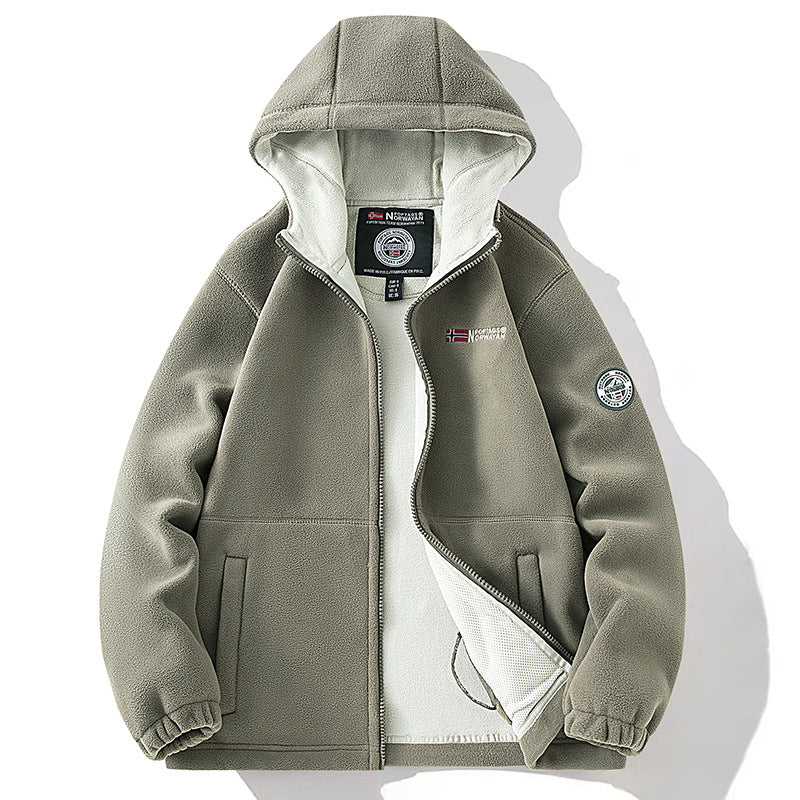 Men's fleece jacket with high collar, brushed inner side and concealed zip pockets Mune Fashion