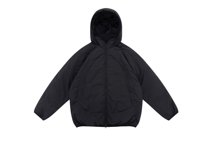 Unisex Voluminous Hooded Insulation Jacket in Boxy Cut with Concealed Zipper Pockets Mune Fashion