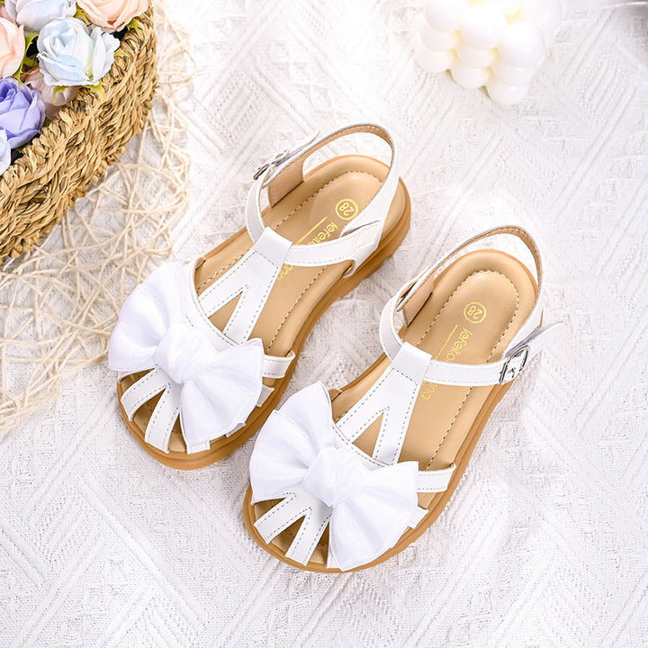 Girls' sandals with comfortable straps and generous bow appliqué Mune Fashion