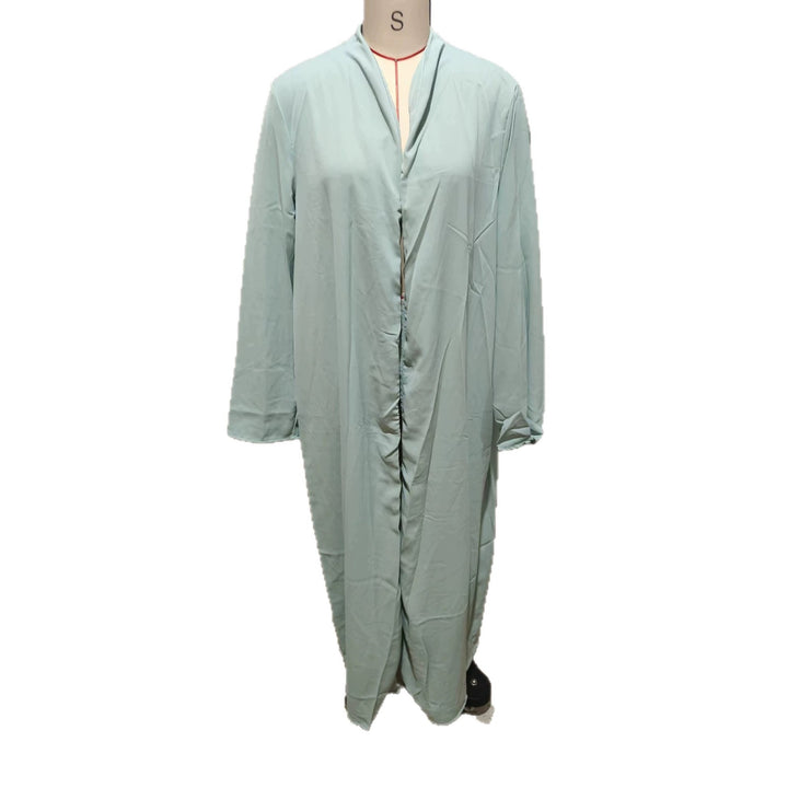 Women Long Kaftan Coat with Flowing V-Neck Draping Drune