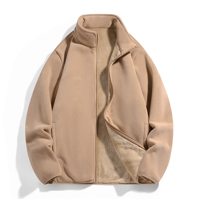 Men's thermal fleece jacket with soft Sherpa lining and stand-up collar Mune Fashion