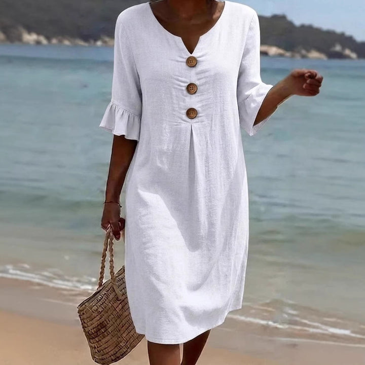 Women's Lightweight Summer Dress with Button Details Mune Fashion