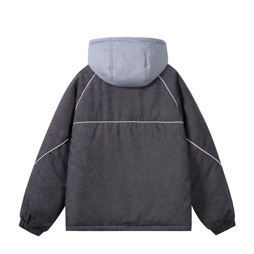 Unisex Quilted Cord Field Jacket with Hood and Large Utility Pockets Mune Fashion
