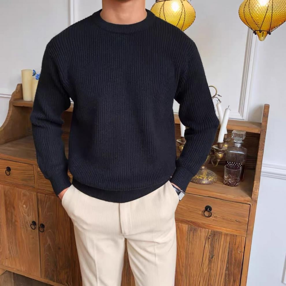 Men's chunky knit sweater with round neckline Mune Fashion