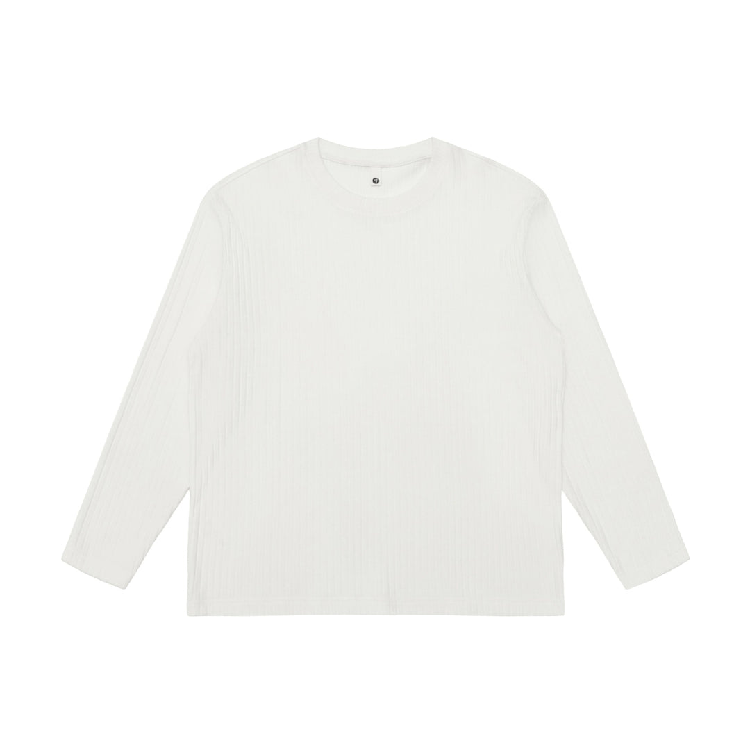 Unisex fine ribbed long sleeve shirt with round neckline and slightly oversized silhouette Mune Fashion