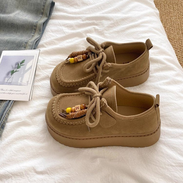 Women Platform Sneakers with Casual Suede Upper Mune Fashion