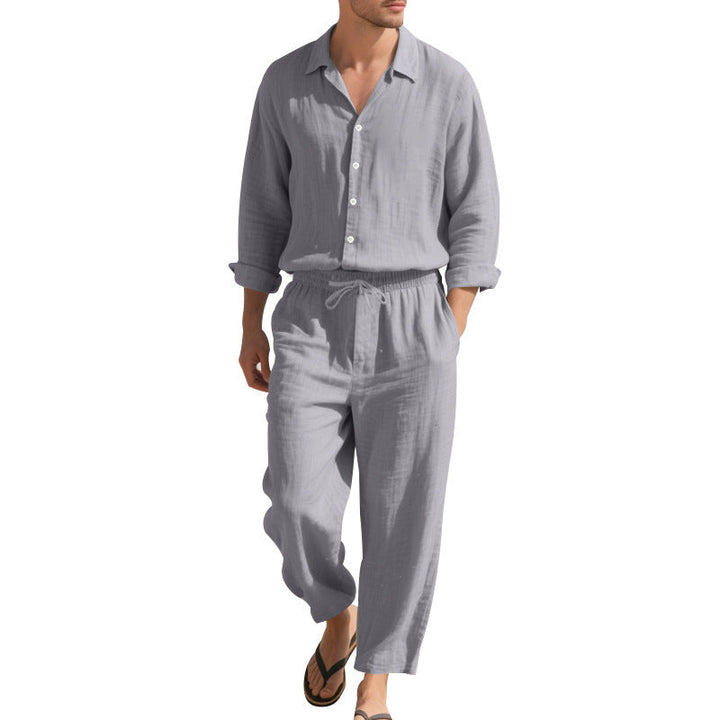 Men's Casual Linen Suit with Elastic Waistband and Comfort Fit Mune Fashion