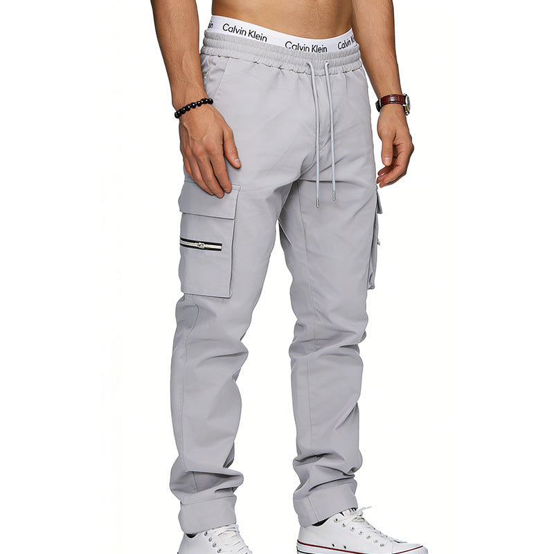 Men's cargo jogging pants with elastic waistband, drawstring and zip pockets Mune Fashion