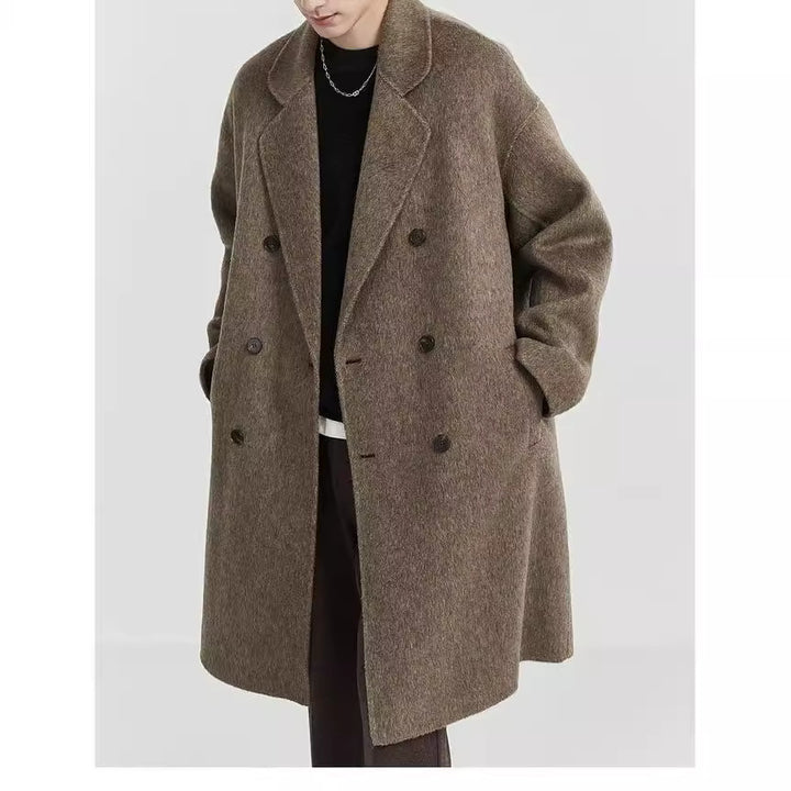 Men's Double-breasted wide-cut wool coat with shawl collar Mune Fashion