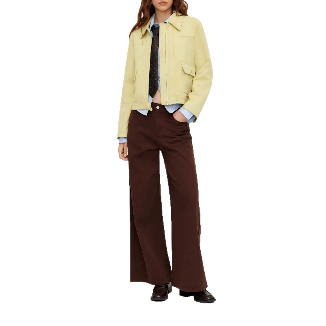 Women’s short jacket with zipper, shirt collar and flap pockets Drune