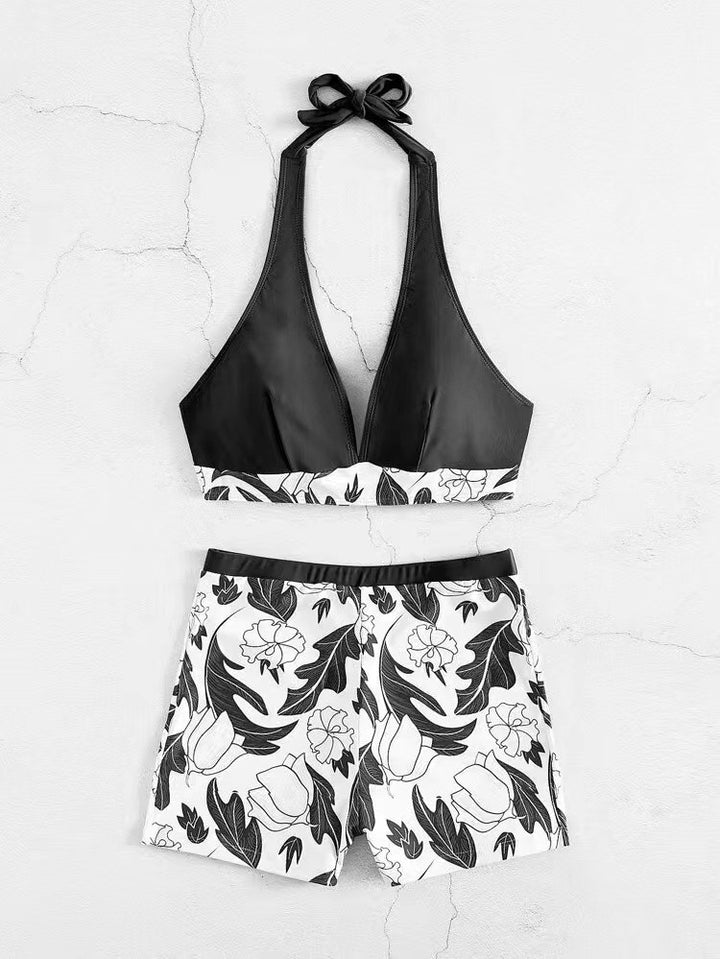 Ladies triangle bikini with floral shorts design Mune Fashion