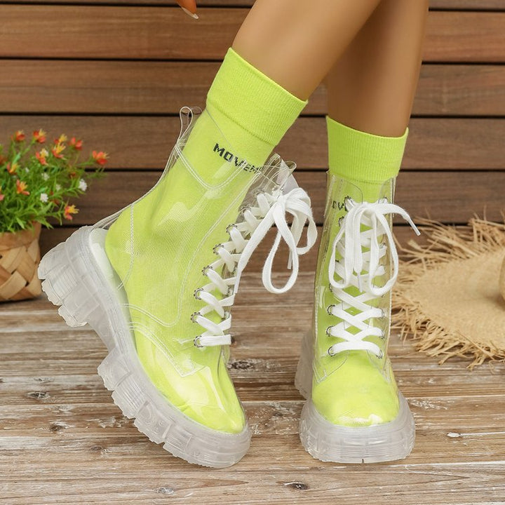 Women Transparent Platform High-Top Boots with Colored Insole Mune Fashion