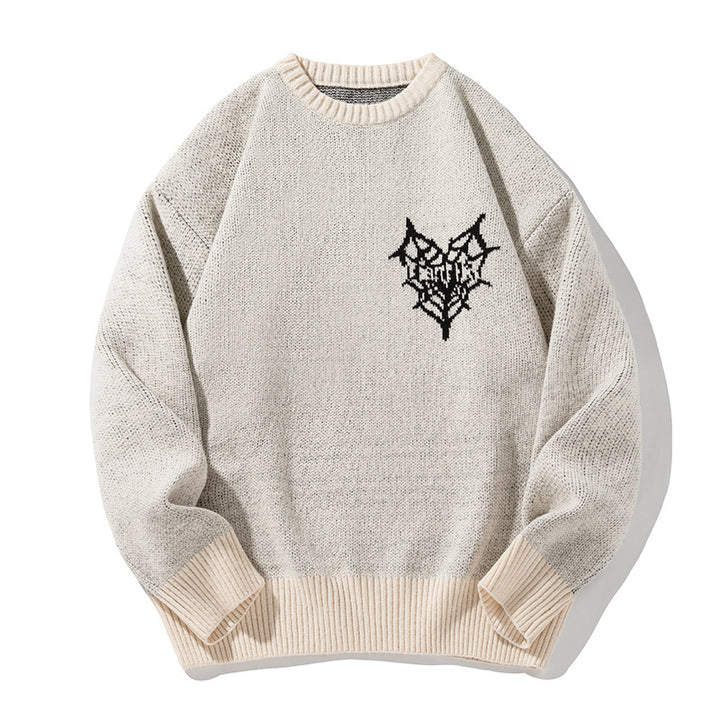 Unisex Oversize Knit Sweater with Logo Intarsia, Round Neck and Ribbed Cuffs Mune Fashion