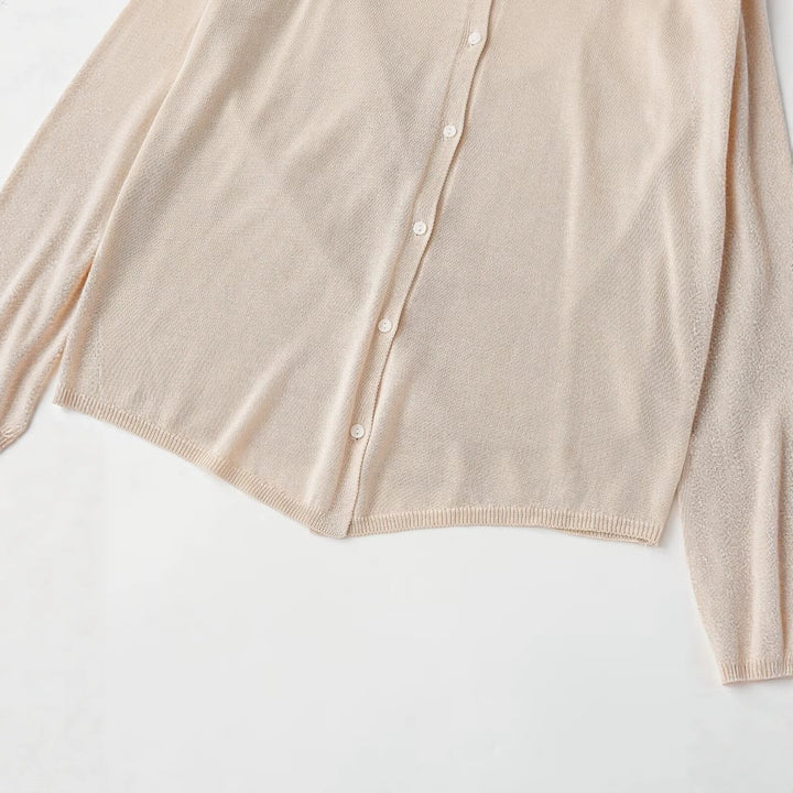 Women Lightweight Knitted Cardigan with Shirt Collar and Button Placket Mune Fashion