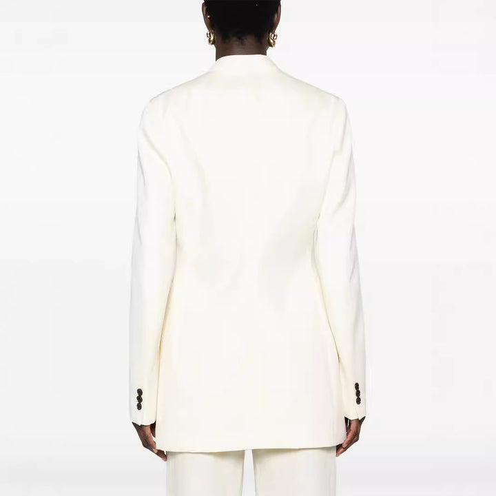 Women Elegant Single-Breasted Long Blazer Set with Wide Palazzo Pants Mune Fashion
