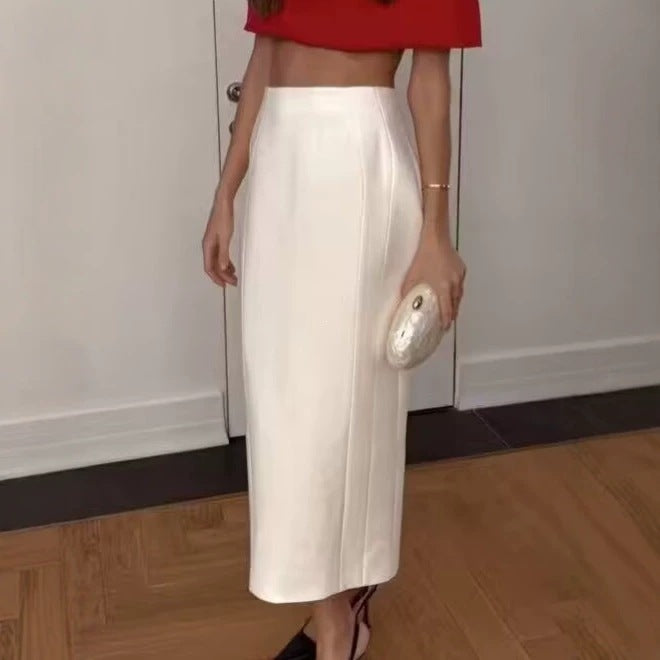 Women's Tailored Midi Skirt Pencil Shape with Vertical Darts Mune Fashion