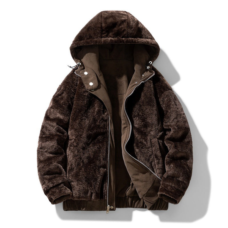 Men's hooded jacket with teddy lining and faux suede look Mune Fashion