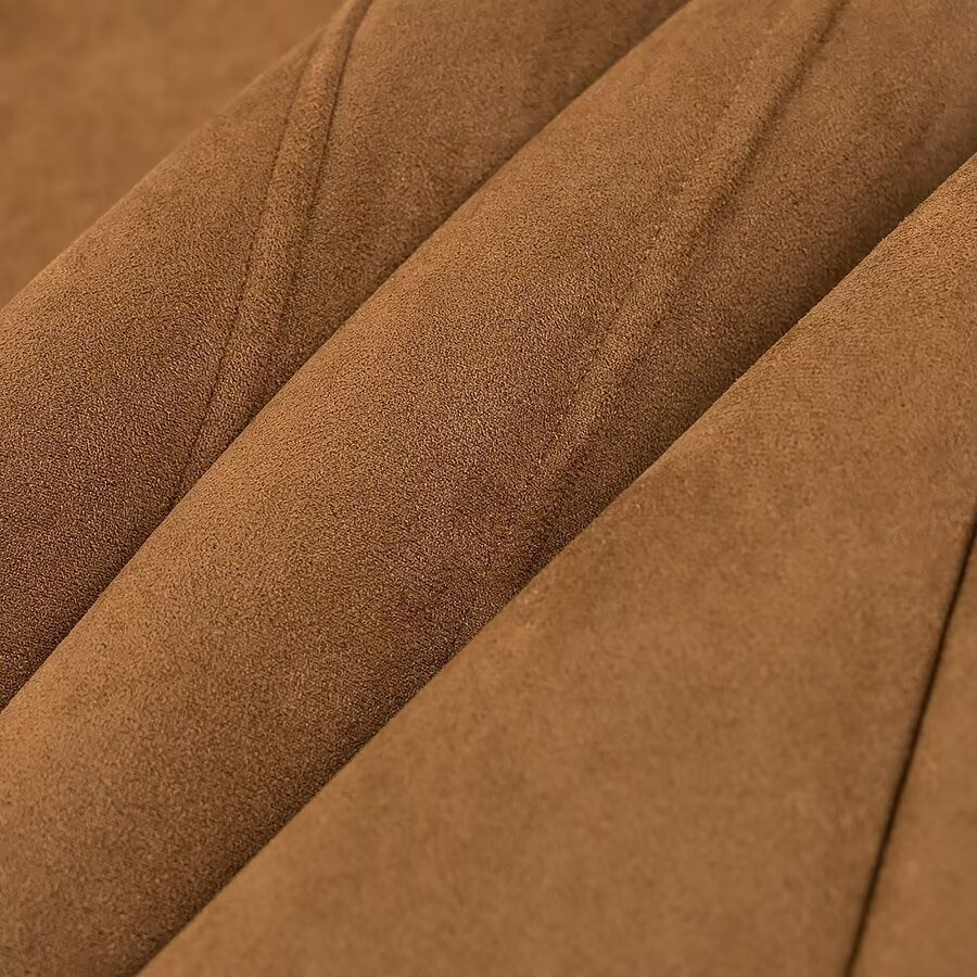 Women's midi coat made of lamb fur imitation with voluminous shawl collar and button closure Mune Fashion