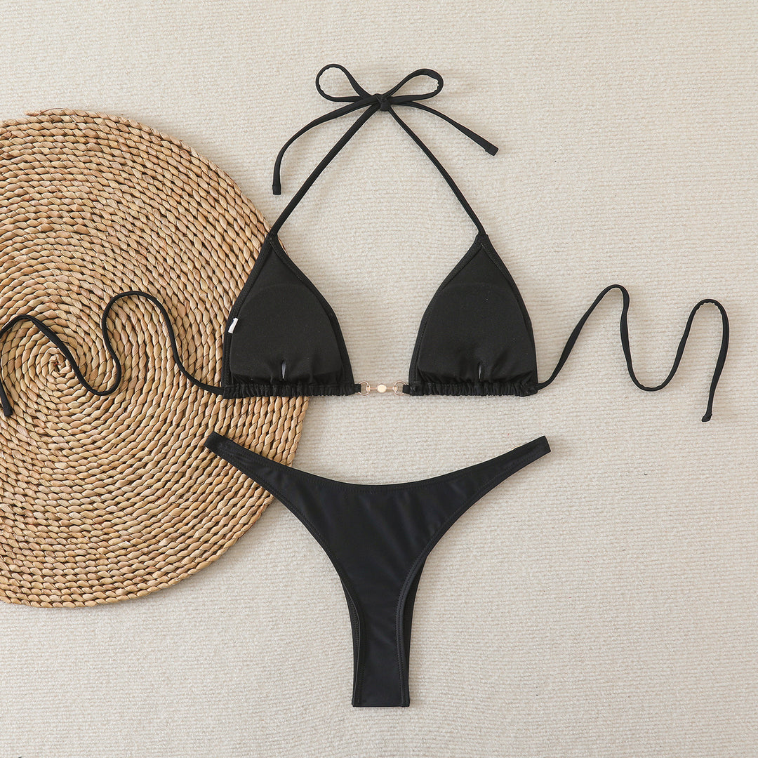 Ladies Triangle Bikini with Elegant Decorations Mune Fashion