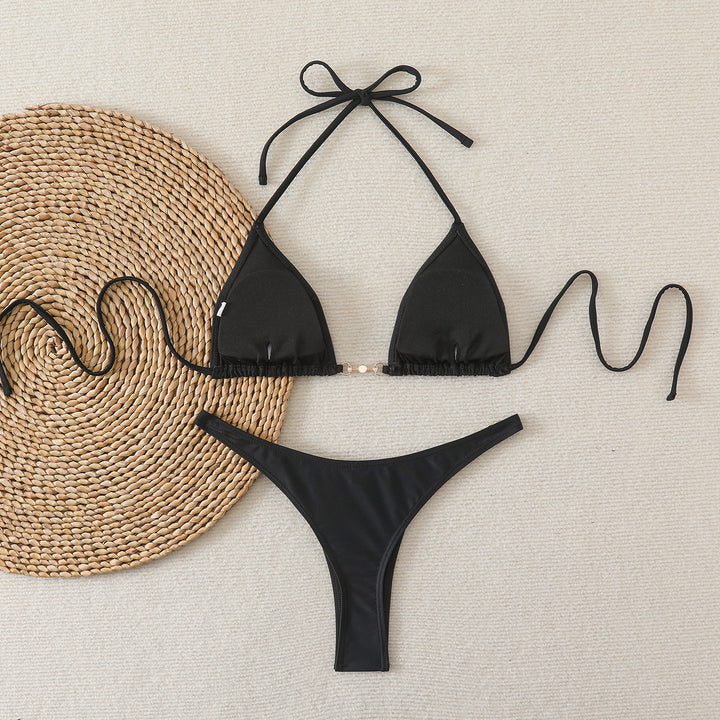 Ladies Triangle Bikini with Elegant Decorations Mune Fashion