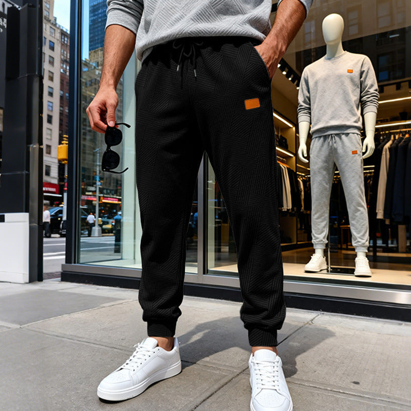 Men's quilted joggers with geometric texture pattern Mune Fashion