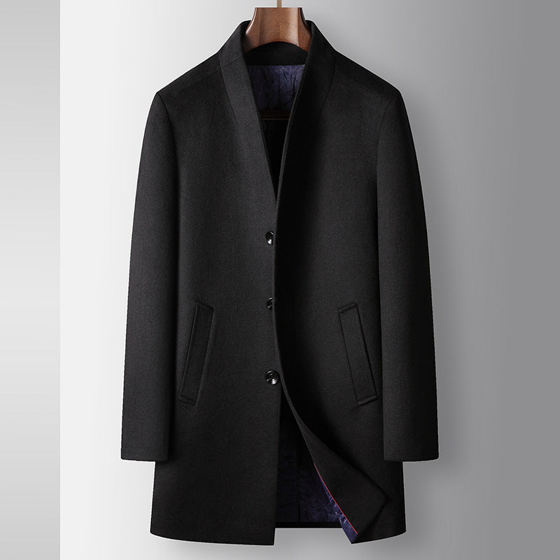 Men's coat made of wool blend with stand-up collar and light thermal lining Mune Fashion