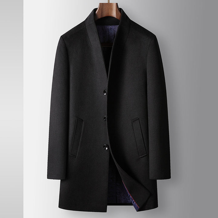 Men's coat made of wool blend with stand-up collar and light thermal lining Mune Fashion