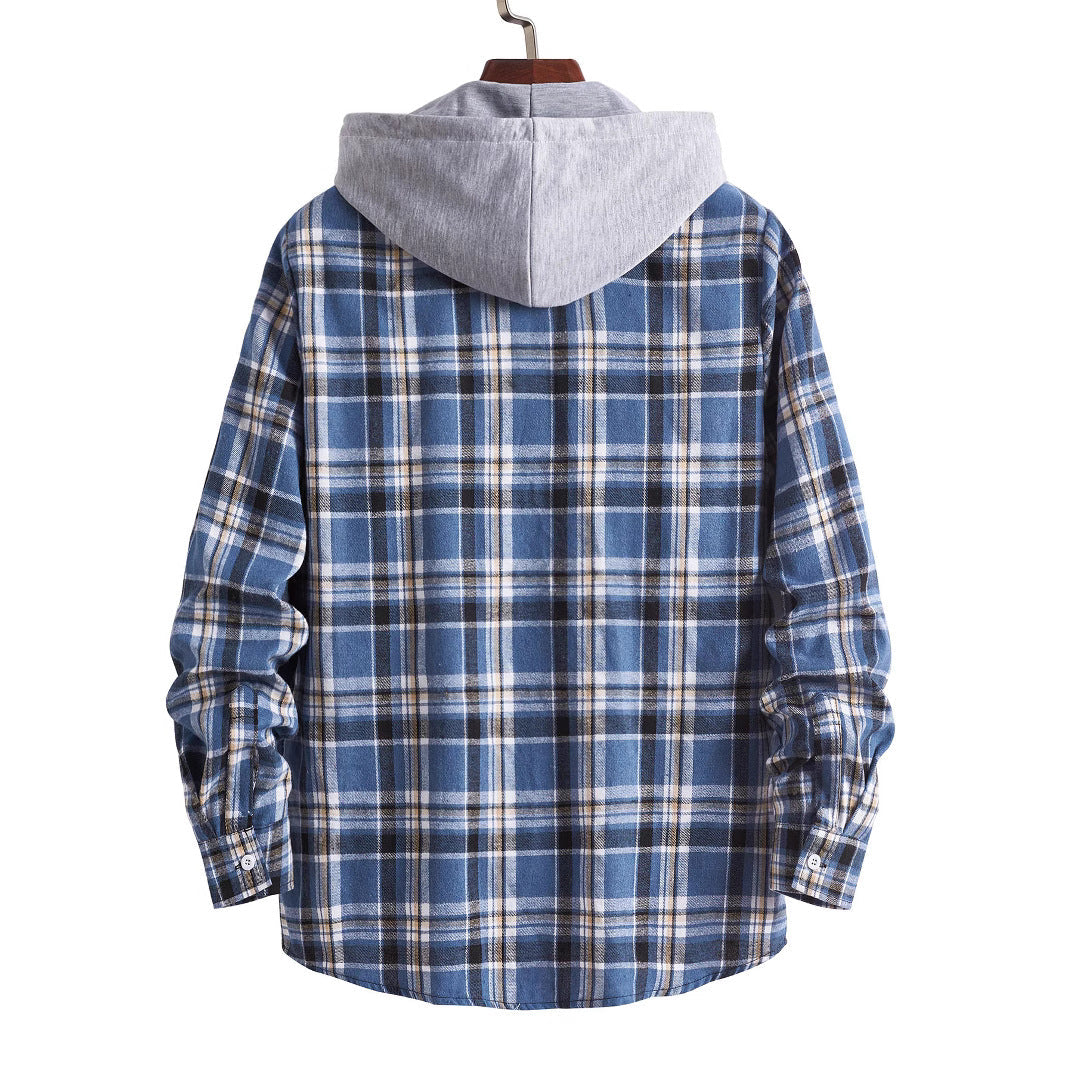 Men's Flannel Shirt with Integrated Hood Mune