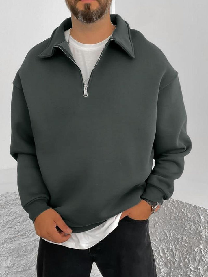 Men's Oversize Half-Zip Sweatshirt with Stand-Up Collar Mune Fashion