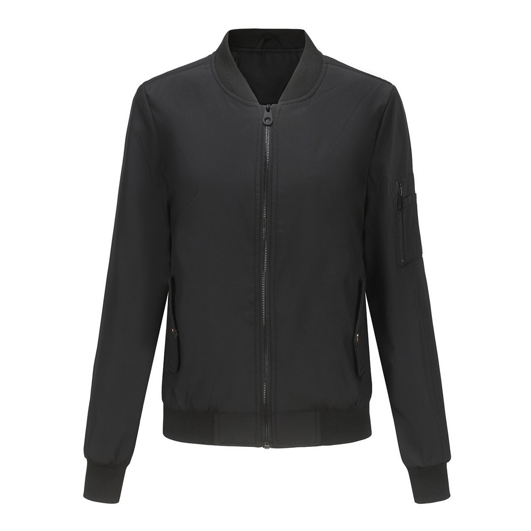 Women's lightweight bomber jacket with arm pocket, contrast cuffs, and sporty fit Mune Fashion