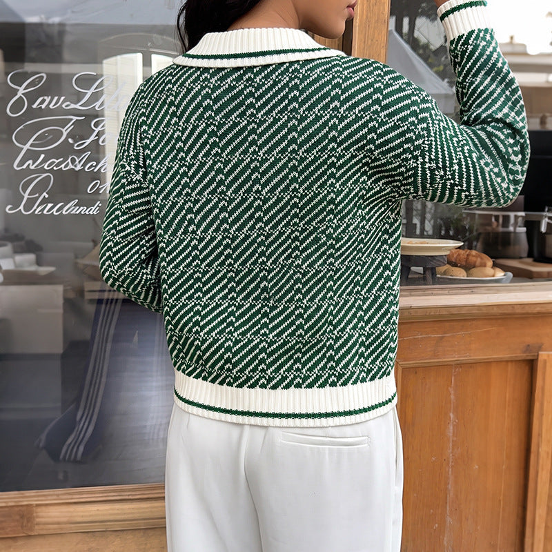 Women's Fashionable Knit Sweater with Wide Collar Mune Fashion