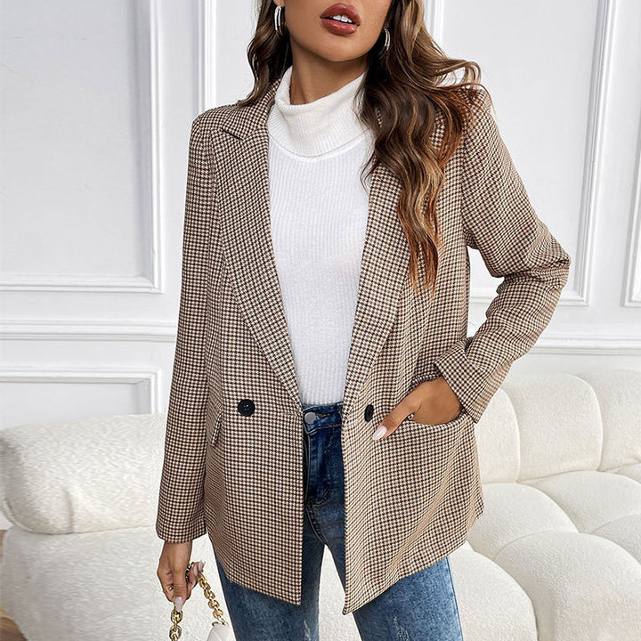 Women Checked Blazer in Elegant Cut Mune Fashion
