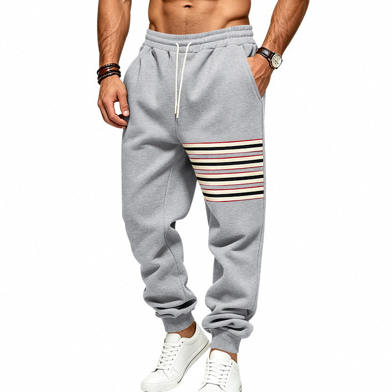 Men's Jogging Pants with Side Stripe Panel, Elastic Waistband and Ribbed Cuffs Mune Fashion