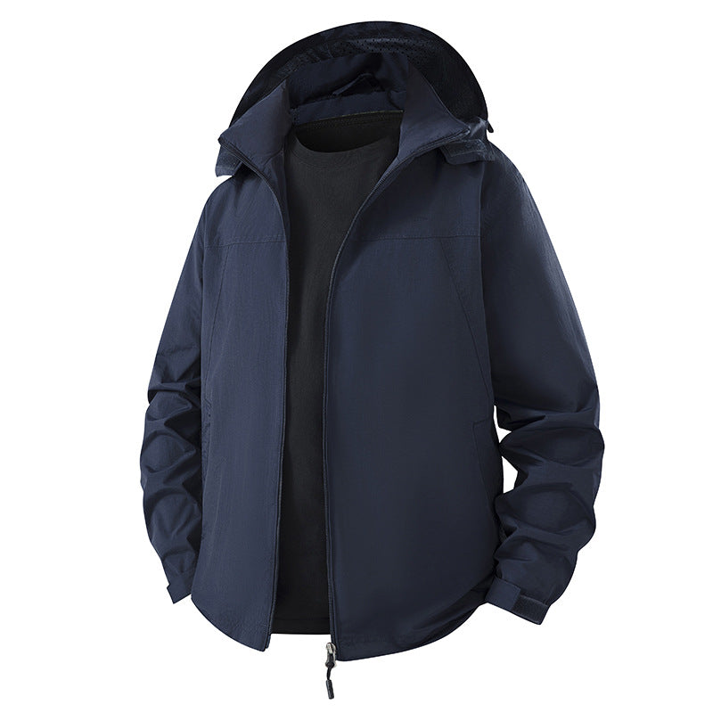 Men's Lightweight Water-Repellent Hooded Shell Jacket with Breathable Mesh Lining and Adjustable Hem Mune Fashion