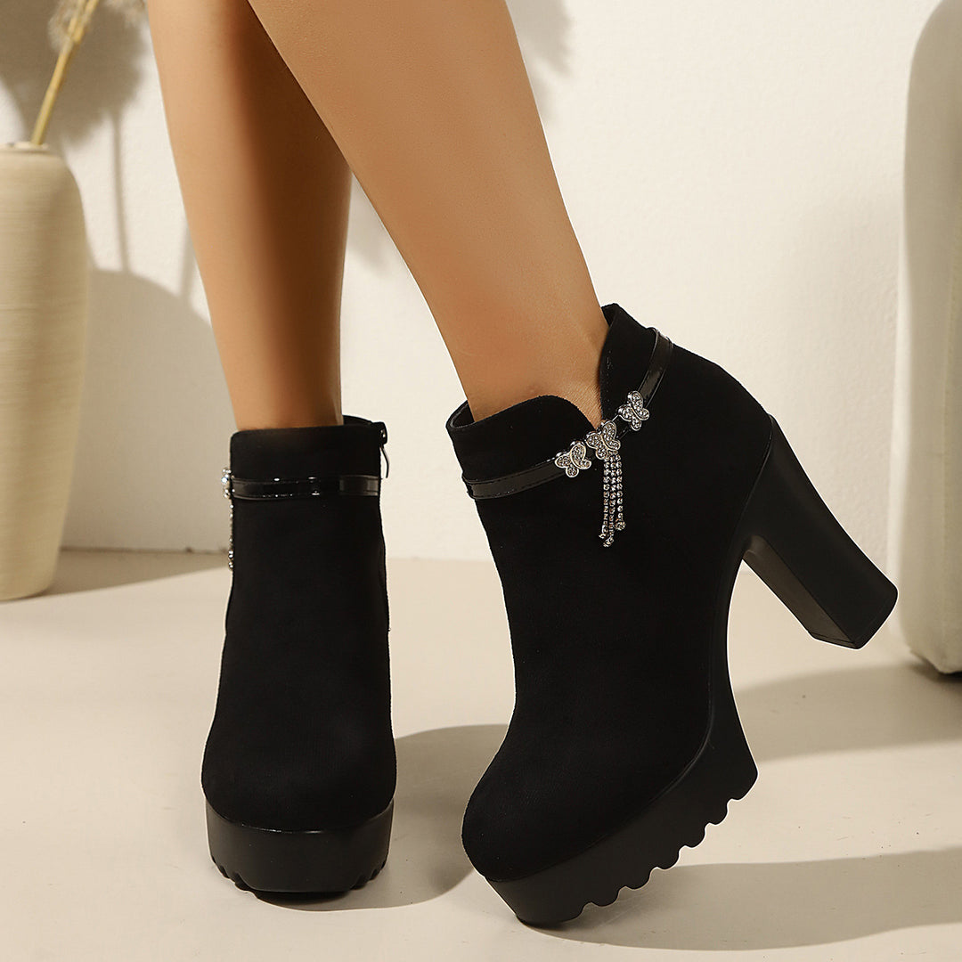 Ladies Elegant and Glamorous Ankle Boots with Glitter Detail Mune Fashion