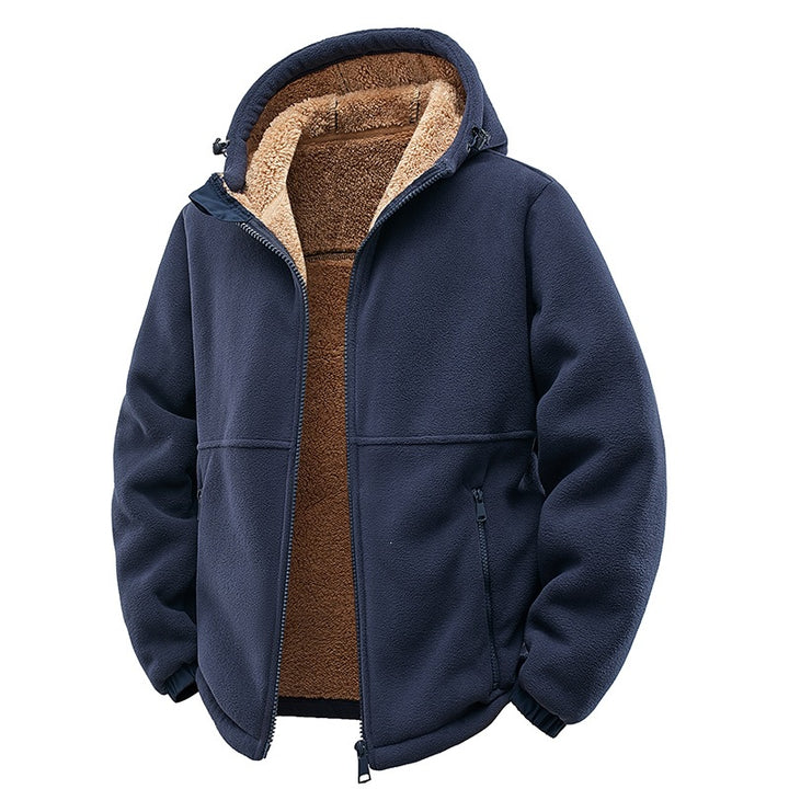 Men's Padded Teddy Fleece Hoodie with Two-Way Zipper & Zipper Pockets Mune Fashion
