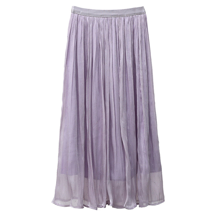 Women's pleated maxi skirt with subtle rhinestone details and elasticated comfort waistband Mune Fashion