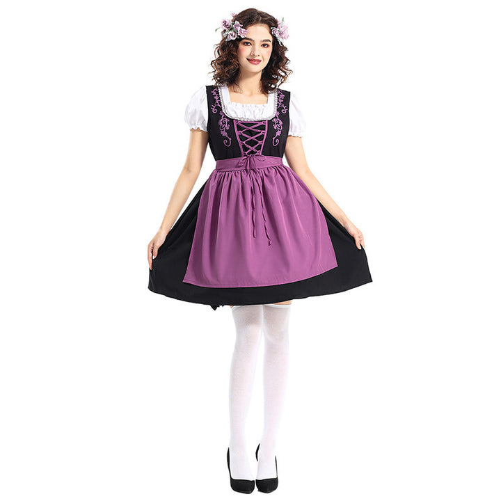 Women's traditional dirndl dress with decorative lacing and removable apron Mune Fashion