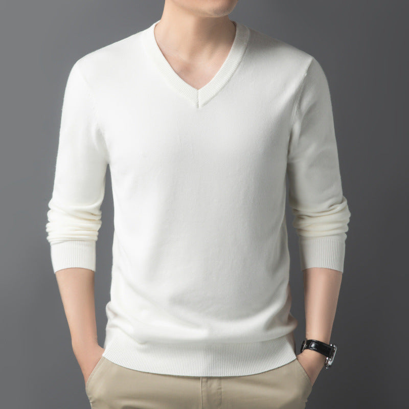 Men's Fine V-Neck Fine Knit Pullover in Slim Fit Mune Fashion