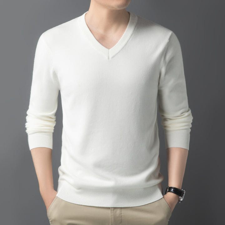 Men's Fine V-Neck Fine Knit Pullover in Slim Fit Mune Fashion