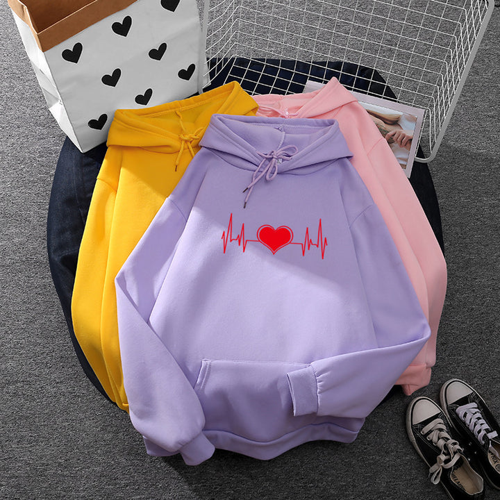 Unisex oversized hoodie with heart EKG print and kangaroo pocket Mune Fashion