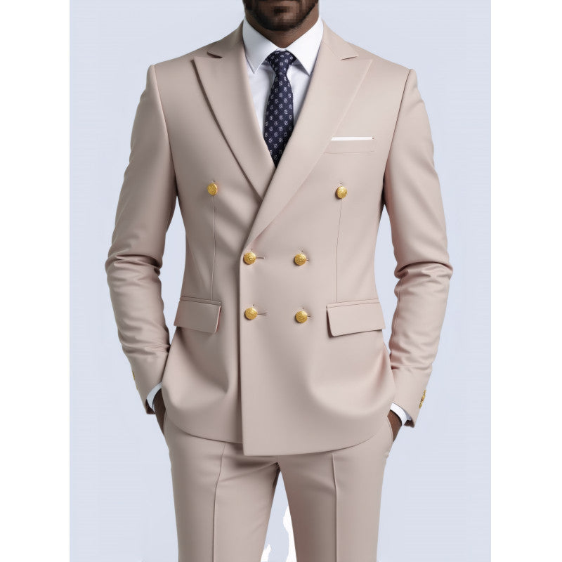 Men's double-breasted tailored suit with gold buttons Mune Fashion