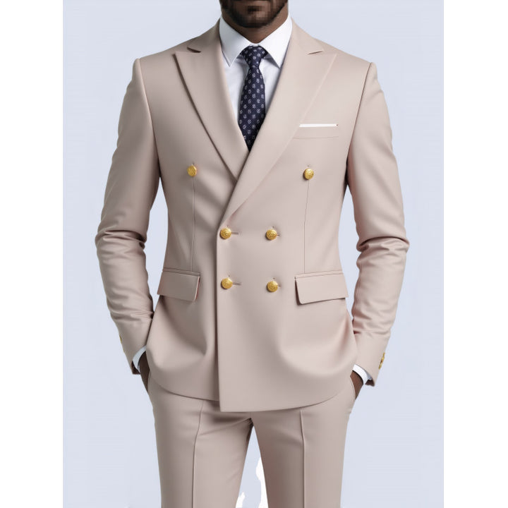 Men's double-breasted tailored suit with gold buttons Mune Fashion