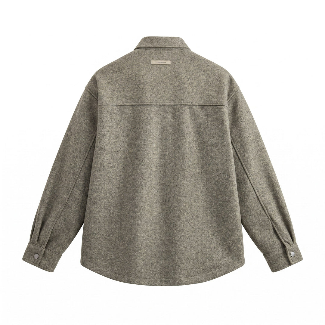 Men's Wool Blend Overshirt in Shirt Jacket Style with Snap Button Front and Flap Pocket Mune Fashion