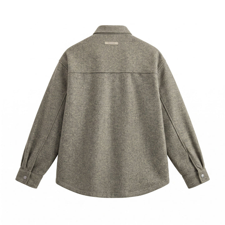 Men's Wool Blend Overshirt in Shirt Jacket Style with Snap Button Front and Flap Pocket Mune Fashion