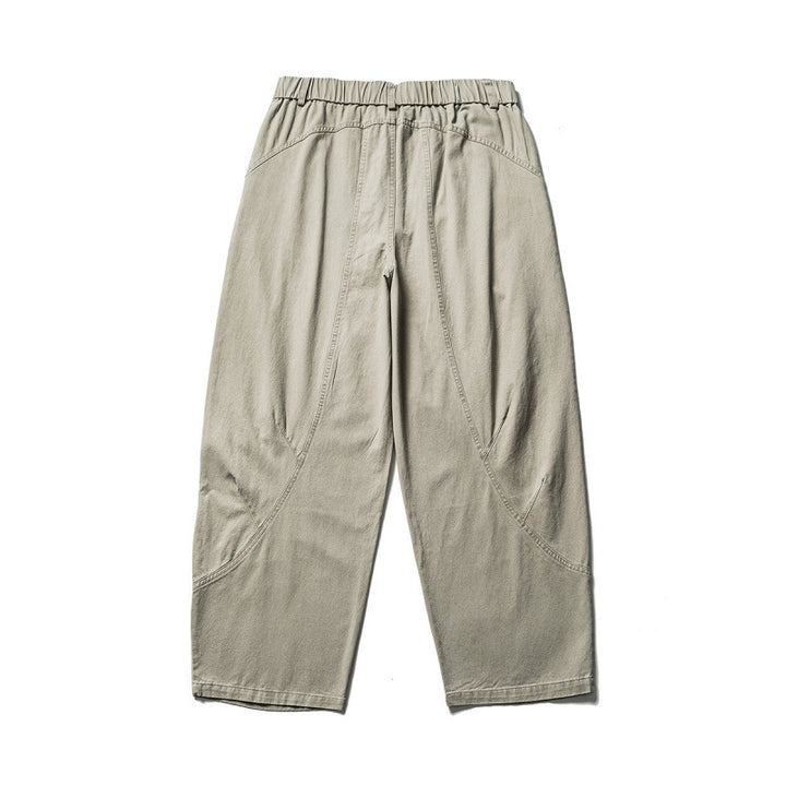 Men's Loose Workwear Pants with Elastic Waistband and Curved Seam Panels Mune Fashion