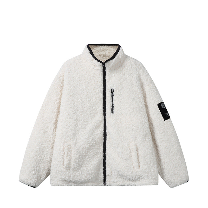 Unisex Teddy Fleece Jacket with Stand-up Collar, High Warmth and Contrasting Zipper Mune Fashion